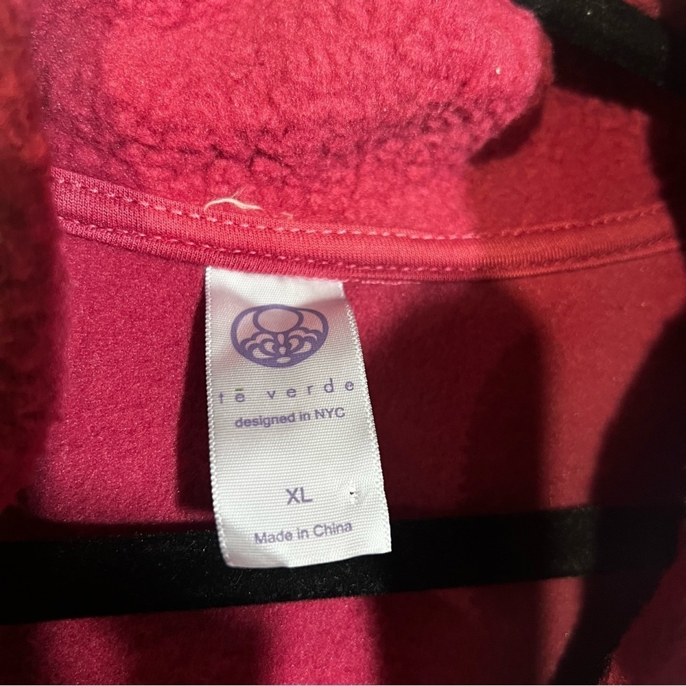 Te Verde Quarter Zip Fleece Sweater White and Magenta Size Large - Picture 6 of 6